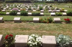 Anzac cemetery at Gallipoli Peninsula on a sunny day.