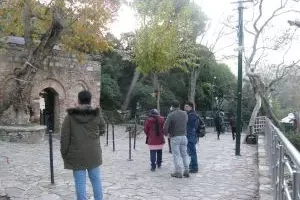 People are waiting in front Virgin Mary's church at Biblical Ephesus Tours